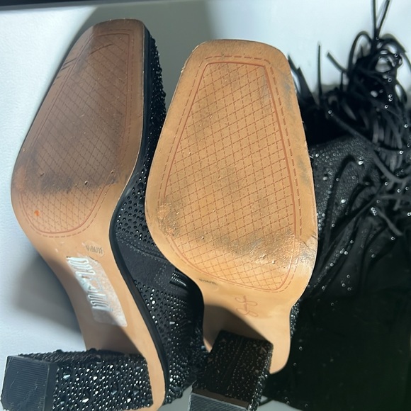 Jessica Simpson Black Rhinestone Boots with Fringe. - Picture 2 of 11